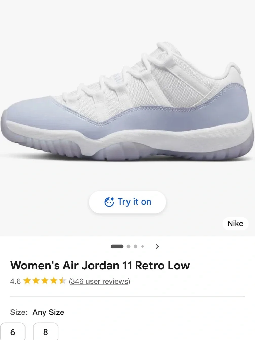 Jordan Women's 11 Retro Low - White and Light Lavender NO BOX!!!
